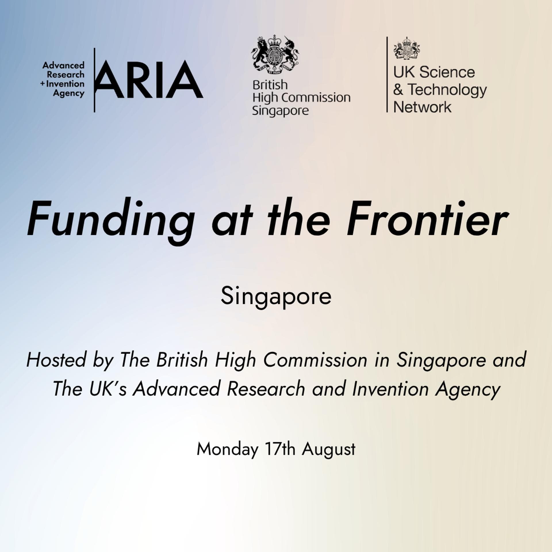 Funding at the Frontier: hosted by The British High Commission in Singapore and ARIA