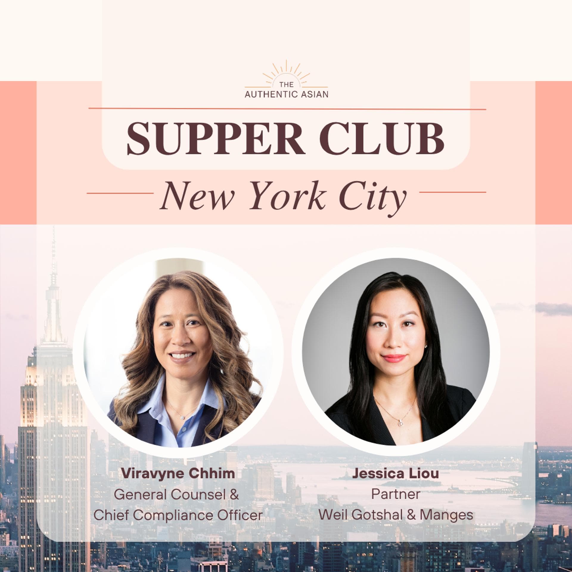 Women in Law Supper Club in NYC featuring Viravyne Chhim and Jessica Liou
